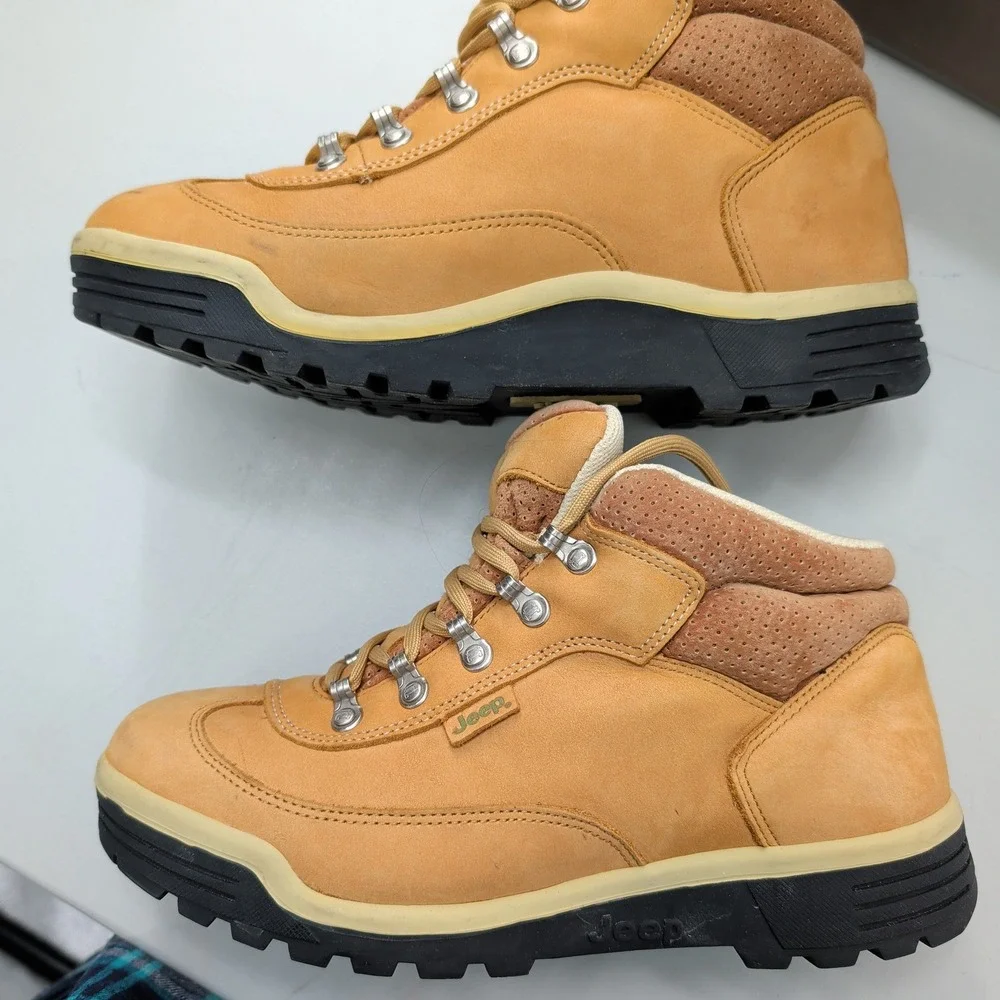 Jeep Tahoe Chamois Mens Hiking Boots Tan Leather Mid Top Skid Resistant 10M